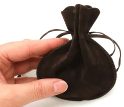 Tout Pour le Jeu Bourse petit Sac marron foncé daim 10x12 cm