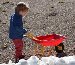 Tout Pour le Jeu Brouette enfant en plastique et métal rouge et jaune