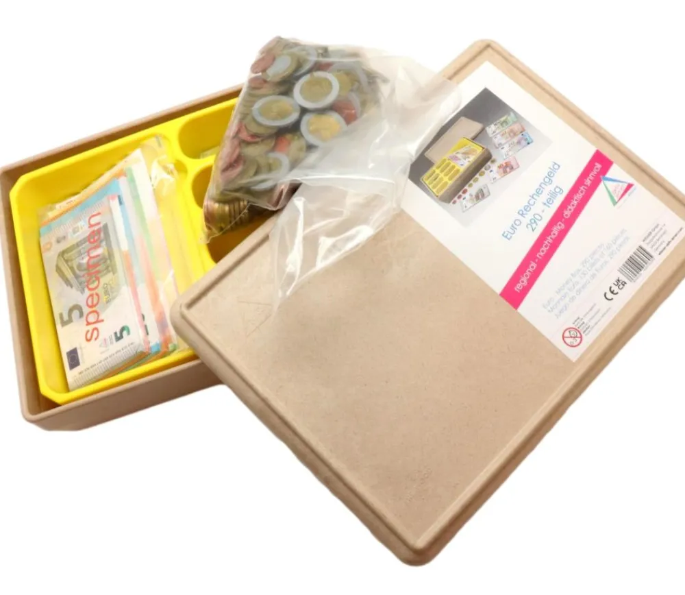 Tout Pour le Jeu Caissette avec 290 pièces et billets euros factices de jeux
