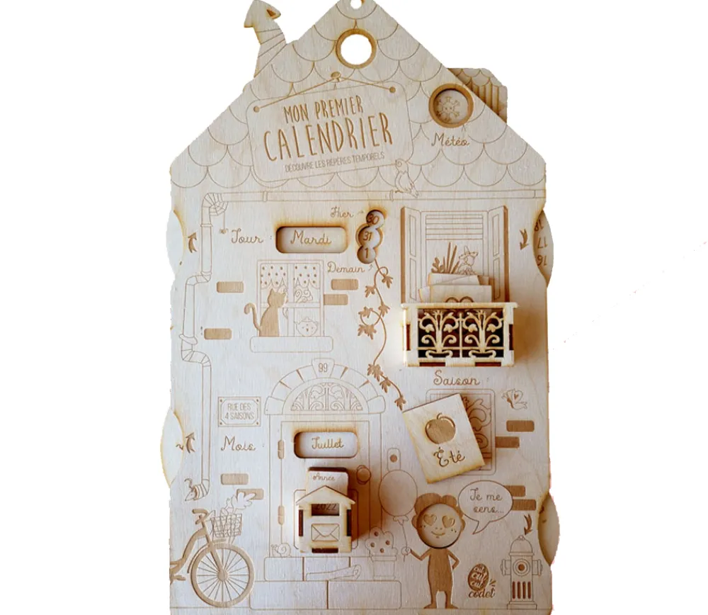 Tout Pour le Jeu Calendrier perpétuel maisonnette tout en bois pour enfants