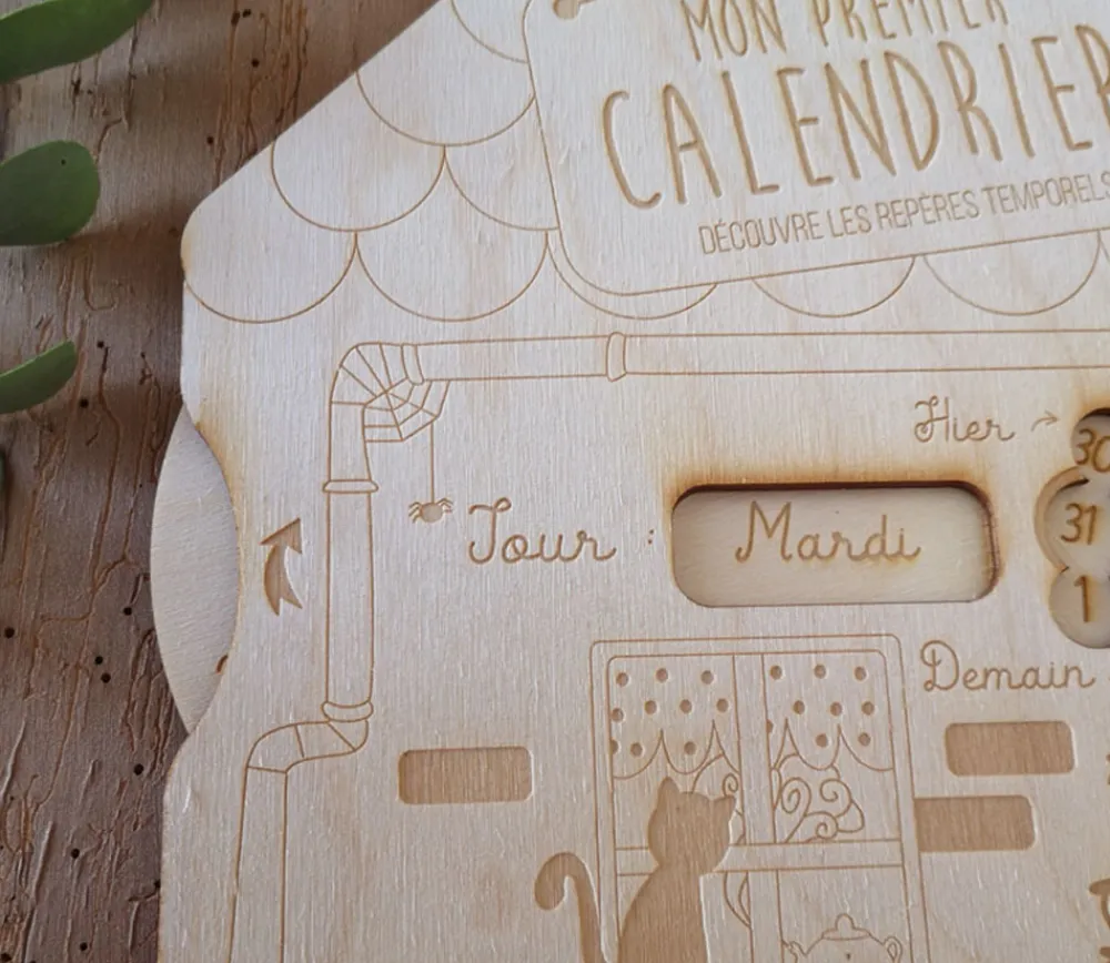Tout Pour le Jeu Calendrier perpétuel maisonnette tout en bois pour enfants