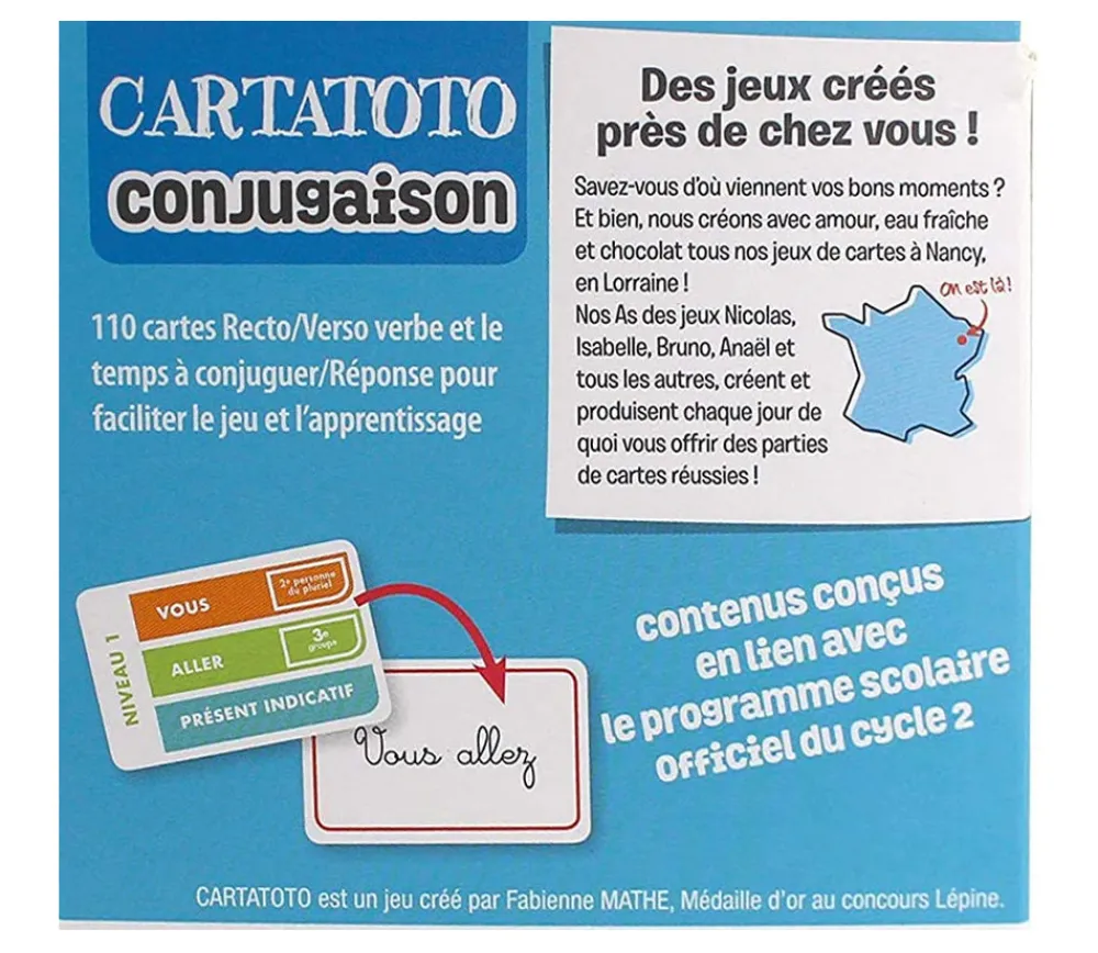 Tout Pour le Jeu Cartatoto Conjugaison apprendre en s'amusant 110 cartes