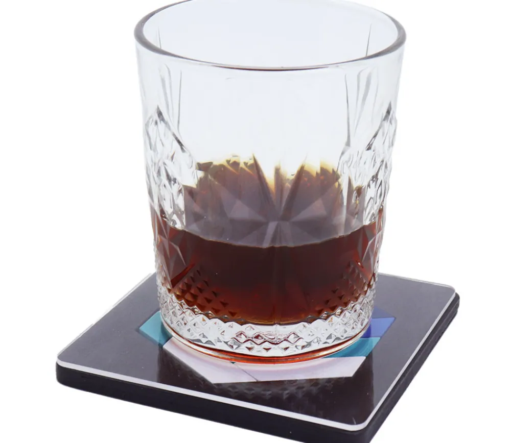 Tout Pour le Jeu Casse-tête hexagone bleu en bois avec sous-verre