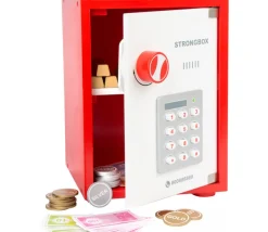 Tout Pour le Jeu Coffre fort en bois avec argent factice - 68 pièces.