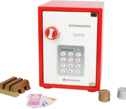 Tout Pour le Jeu Coffre fort en bois avec argent factice - 68 pièces.