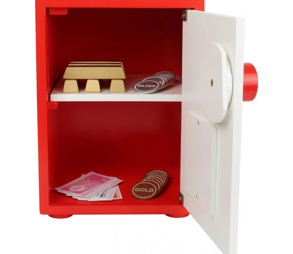 Tout Pour le Jeu Coffre fort en bois avec argent factice - 68 pièces.