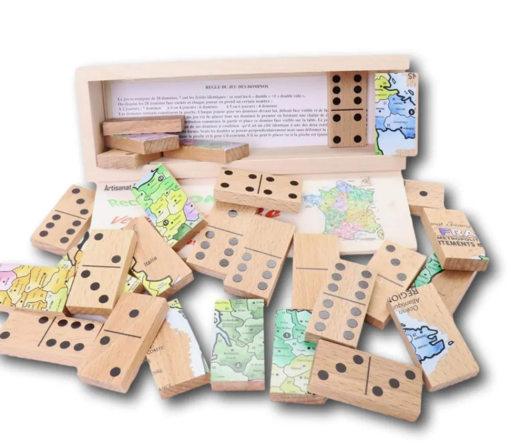 Tout Pour le Jeu Coffret 2 jeux : dominos et carte de France en bois