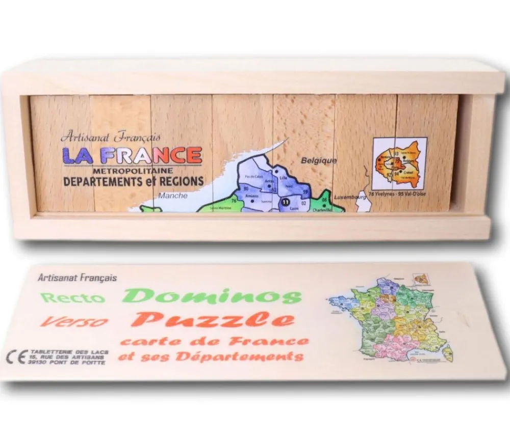 Tout Pour le Jeu Coffret 2 jeux : dominos et carte de France en bois