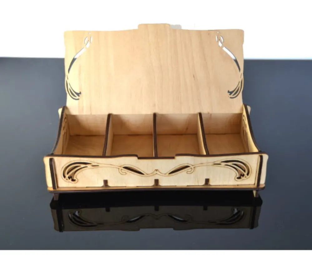 Tout Pour le Jeu Coffret bois 4 compartiments 24.5 x 12.5 x 6 cm Elven