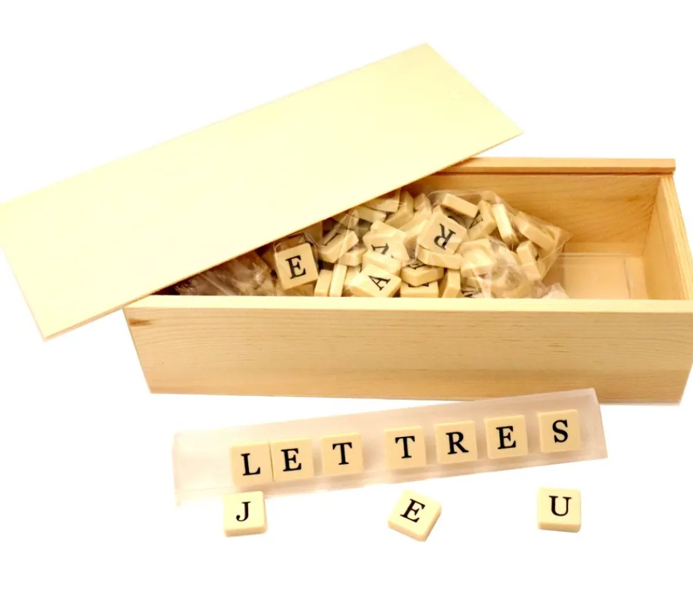 Tout Pour le Jeu Coffret bois M+ long glissière 26.5 x 10.5 x 7 cm