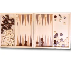 Tout Pour le Jeu Coffret Echecs-dames-backgammon en bois 29 cm marqueté