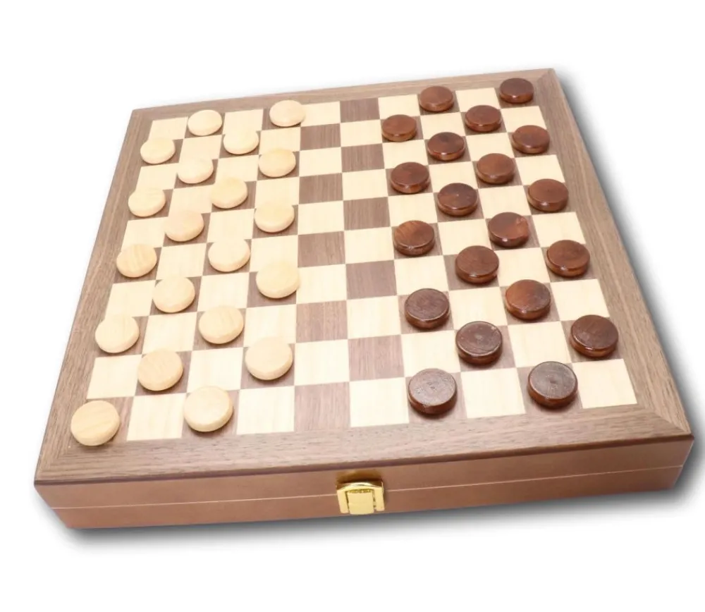 Tout Pour le Jeu Coffret Echecs-dames-backgammon en bois 29 cm marqueté