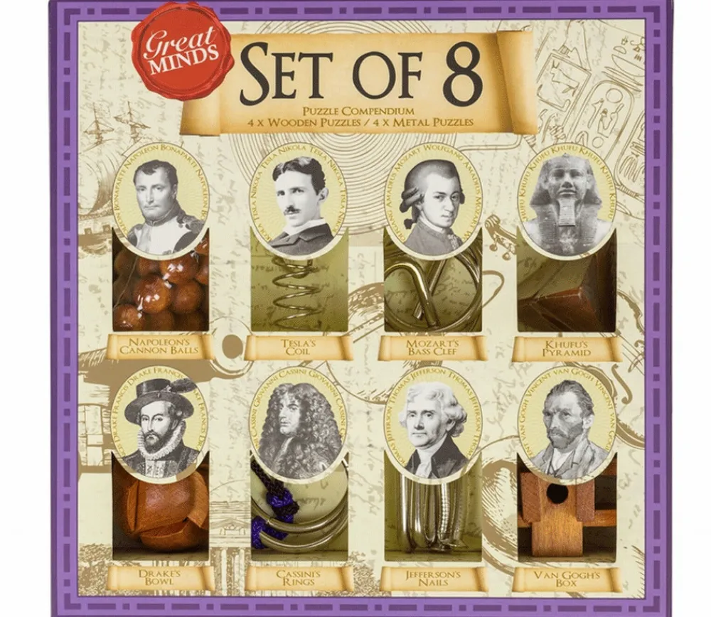 Tout Pour le Jeu Coffret Hommes célèbres - 8 Casse têtes bois et métal