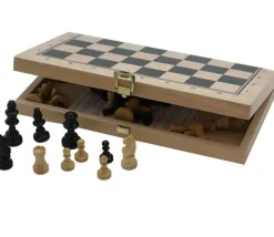 Tout Pour le Jeu Coffret Jeu d'échecs en bois complet plateau pliable + 32 pièces - Fabriqué en France