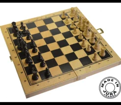 Tout Pour le Jeu Coffret Jeu d'échecs en bois complet plateau pliable + 32 pièces - Fabriqué en France