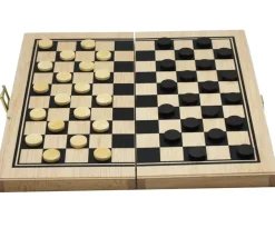 Tout Pour le Jeu Coffret Jeu de dames bois plateau 30 cm pliable + 40 pions - fabrication France