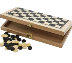 Tout Pour le Jeu Coffret Jeu de dames bois plateau 30 cm pliable + 40 pions - fabrication France