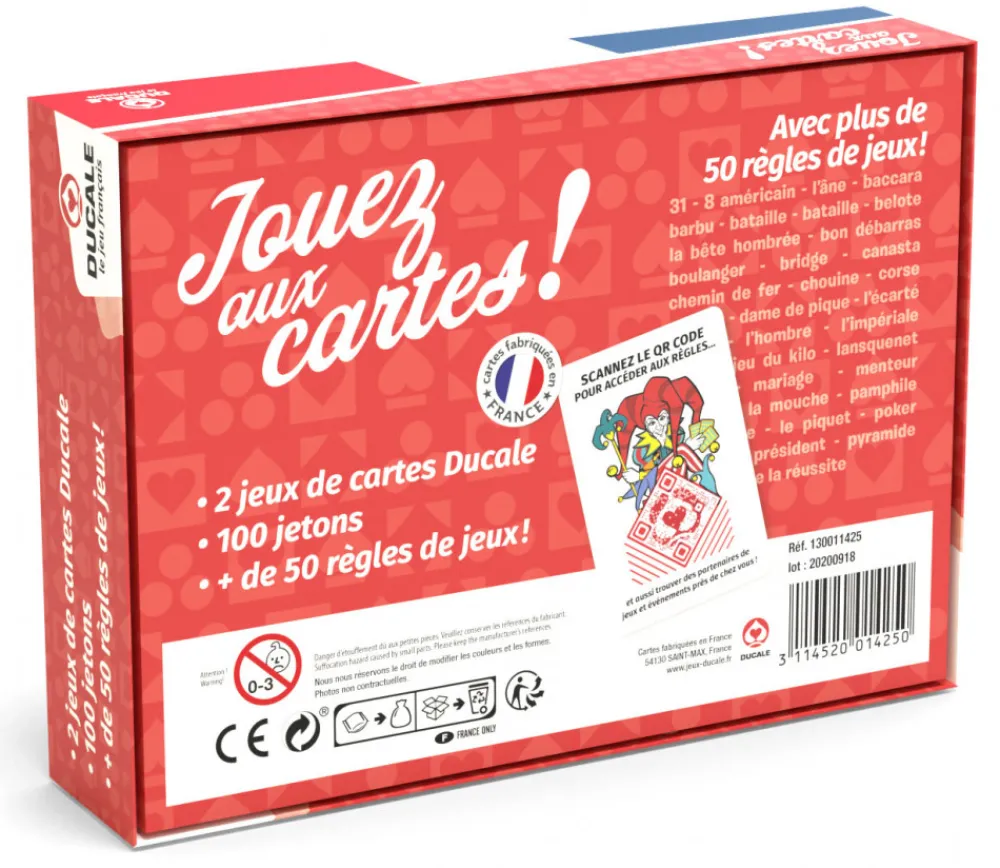 Tout Pour le Jeu Coffret Jouez aux cartes - 2 jeux de cartes et 100 jetons - Ducale