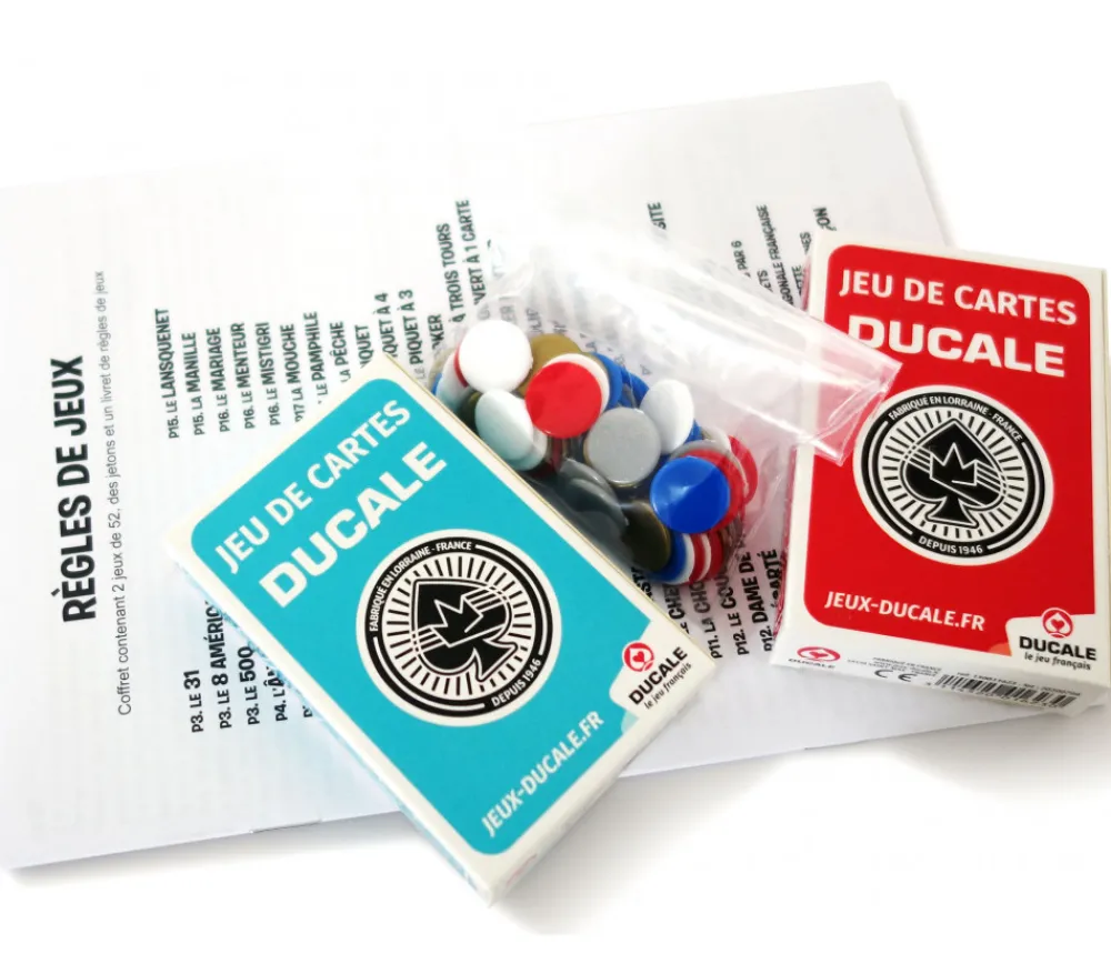 Tout Pour le Jeu Coffret Jouez aux cartes - 2 jeux de cartes et 100 jetons - Ducale