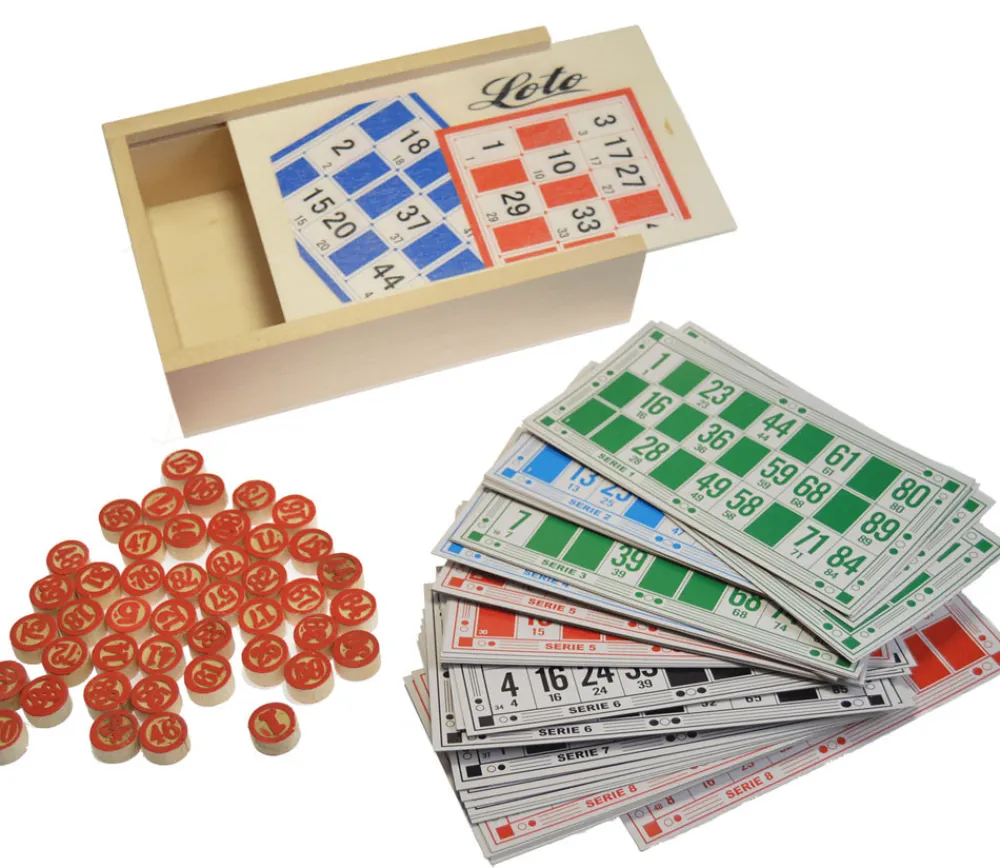 Tout Pour le Jeu Coffret loto familial en bois - 48 cartons + pions - Fabriqué en France
