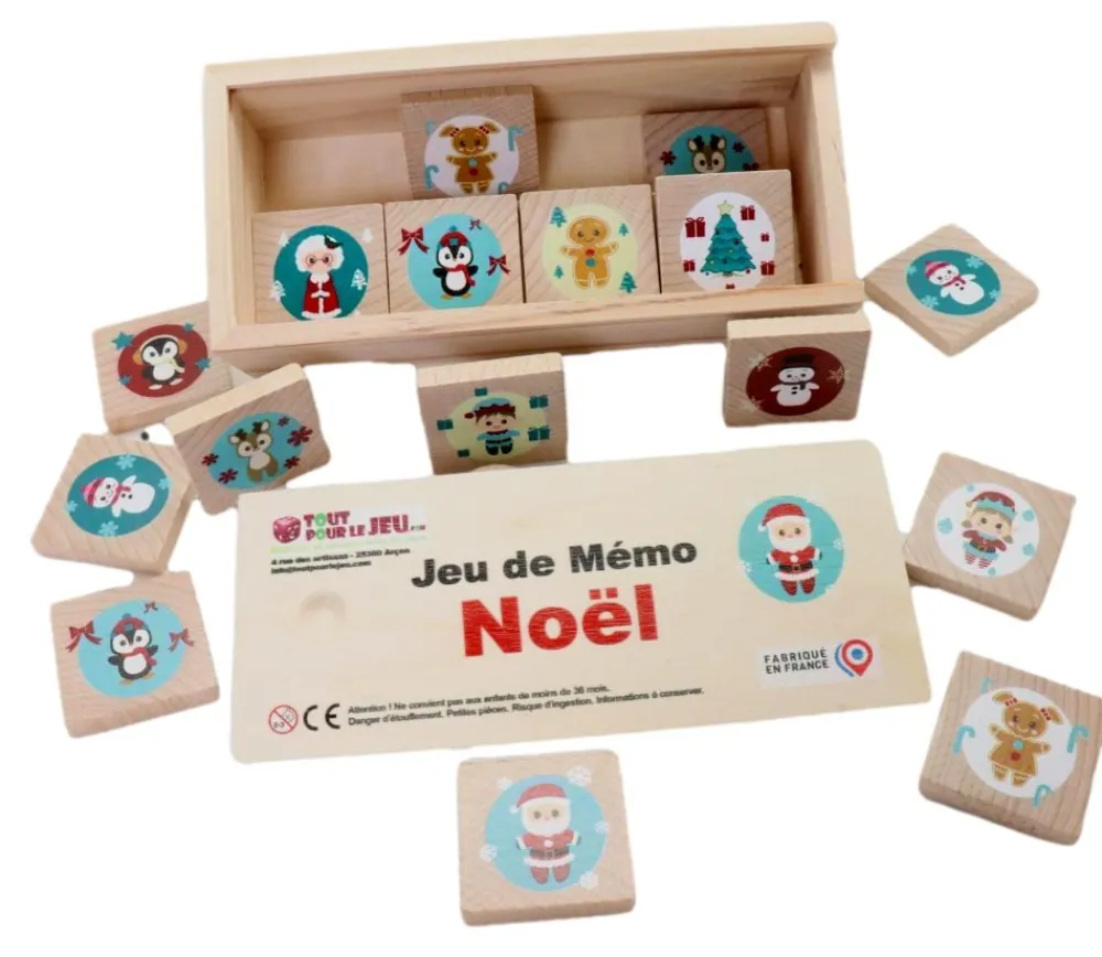 Enfant Tout Pour le Jeu Coffret Mémo de Noël en bois - Fabrication France