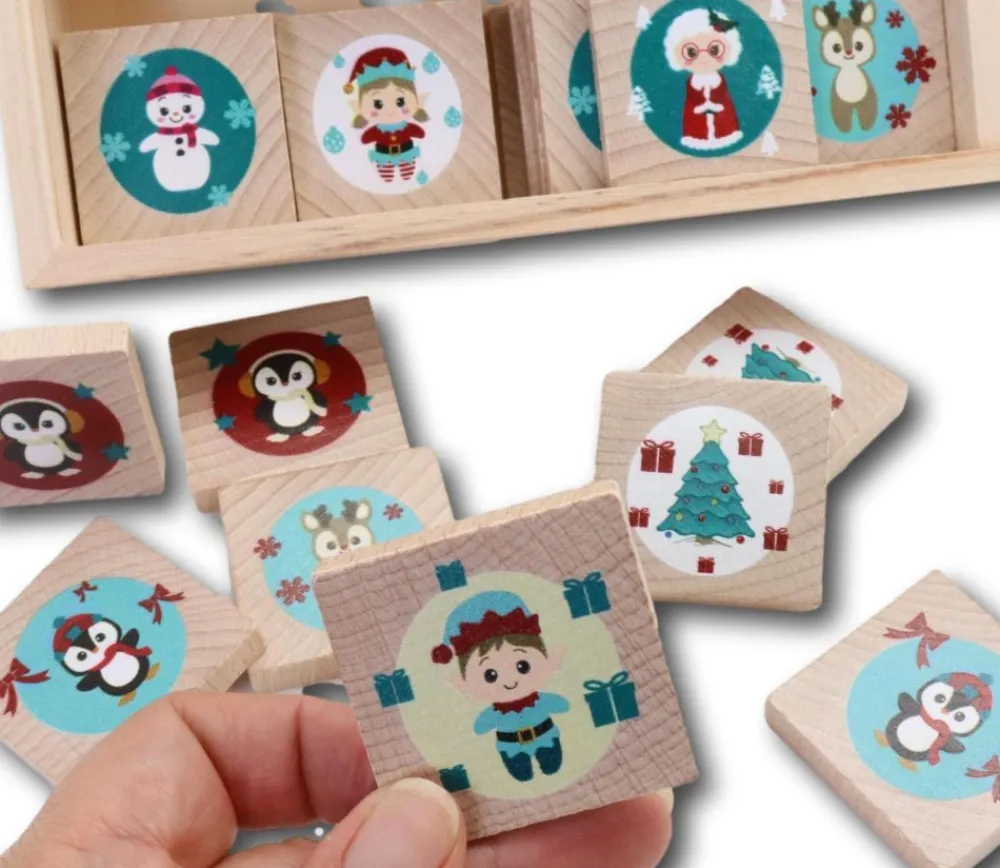 Enfant Tout Pour le Jeu Coffret Mémo de Noël en bois - Fabrication France