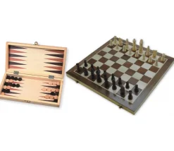 Tout Pour le Jeu Coffret pliant échec / backgammon bois marqueté 29 cm