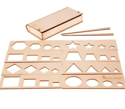 Tout Pour le Jeu Coffret traçage formes géométriques - 8 pochoirs bois
