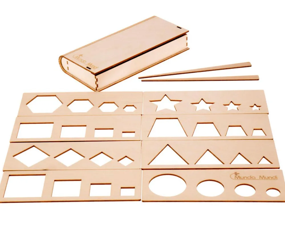 Tout Pour le Jeu Coffret traçage formes géométriques - 8 pochoirs bois