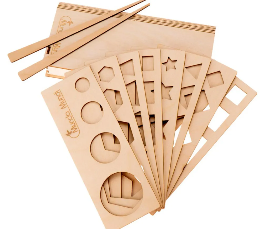 Tout Pour le Jeu Coffret traçage formes géométriques - 8 pochoirs bois