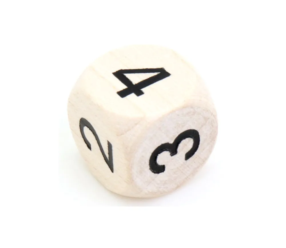 Tout Pour le Jeu Dé 1 2 2 3 3 4 en bois de 16 mm en chiffres