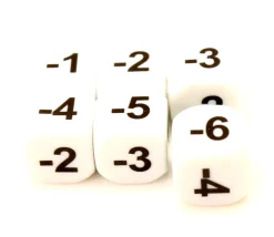 Tout Pour le Jeu Dé -1 -2 -3 -4 -5 -6 chiffres négatifs en 16 mm BLANC