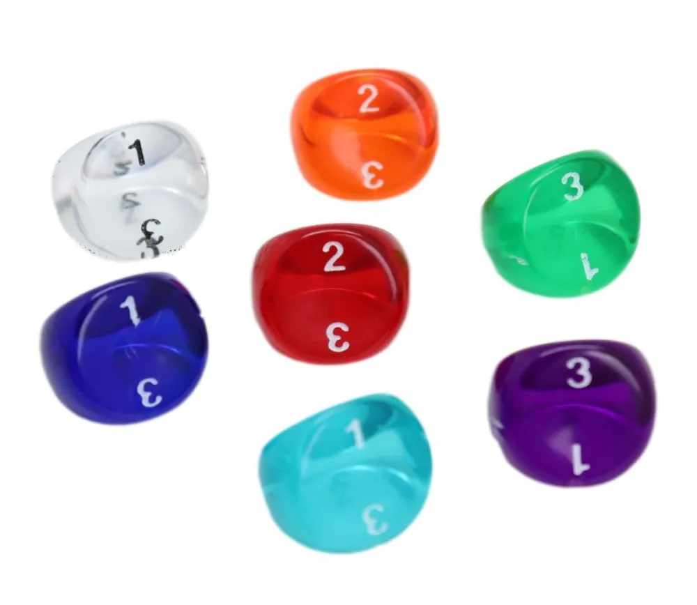 Tout Pour le Jeu Dé 3 faces 1 à 3 translucide (couleur mise au hasard)