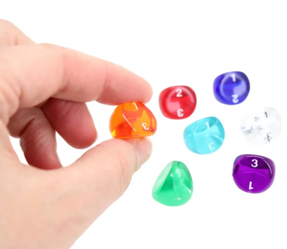 Tout Pour le Jeu Dé 3 faces 1 à 3 translucide (couleur mise au hasard)