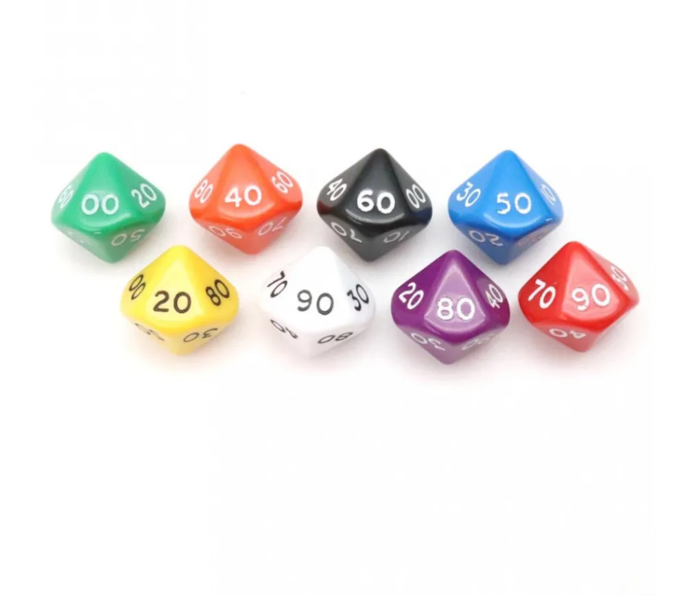 Tout Pour le Jeu Dé 10 faces dizaine en opaque de 00 à 90 à l'unité (couleur mise au hasard)