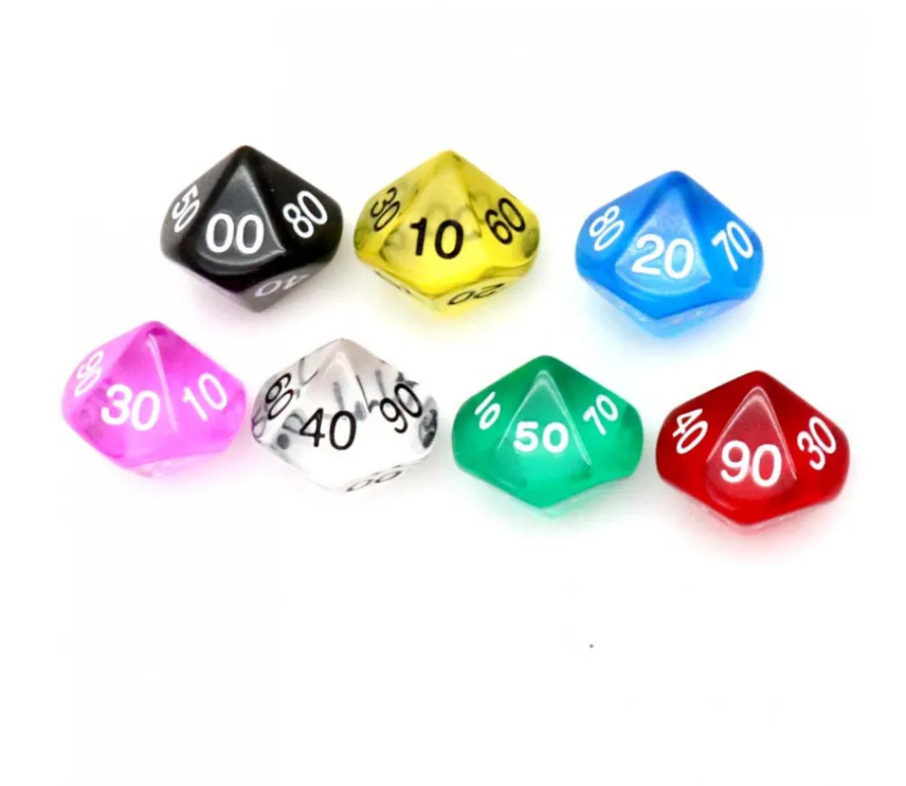 Tout Pour le Jeu Dé 10 faces dizaine translucide de 00 à 90 à l'unité (couleur mise au hasard)