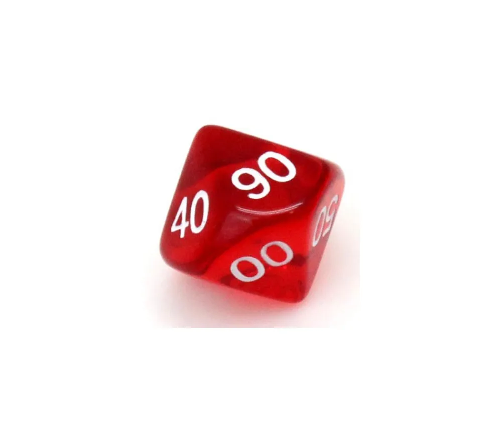 Tout Pour le Jeu Dé 10 faces dizaine translucide de 00 à 90 à l'unité (couleur mise au hasard)