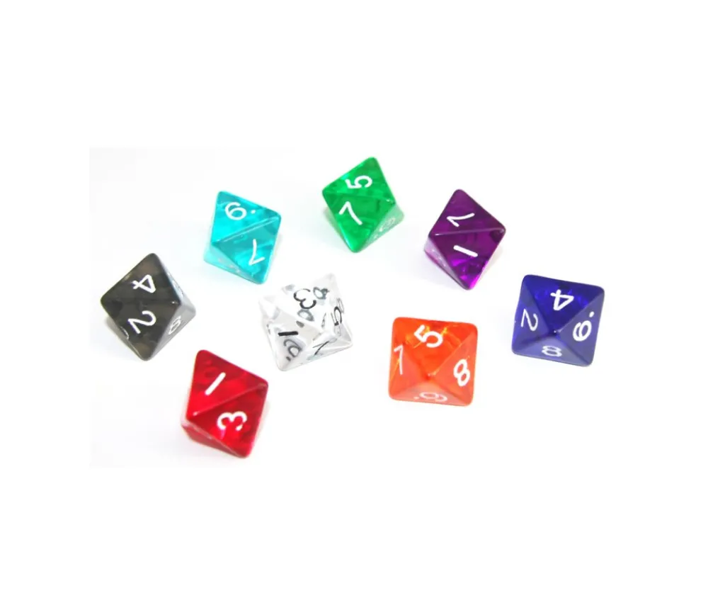 Tout Pour le Jeu Dé 8 faces en translucide coloré à l'unité (couleur au hasard)