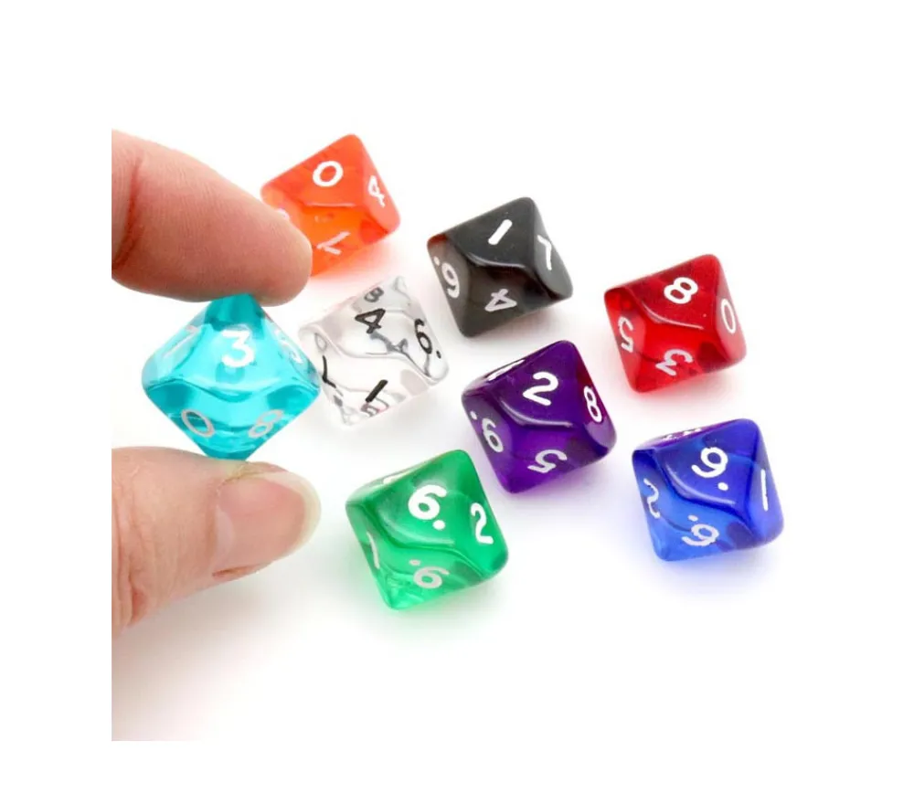 Tout Pour le Jeu Dé 10 faces en translucide de 0 à 9 à l'unité (couleur mise au hasard)