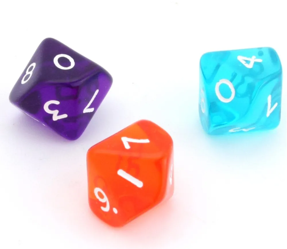 Tout Pour le Jeu Dé 10 faces en translucide de 0 à 9 à l'unité (couleur mise au hasard)
