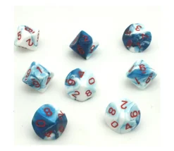 Tout Pour le Jeu Dé 10 faces glacé nacré bleu-blanc points rouge