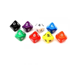 Tout Pour le Jeu Dé 10 faces opaque 0 à 9 à l'unité (couleur mise au hasard)