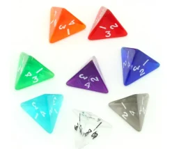 Tout Pour le Jeu Dé 4 faces pyramide 1 à 4 translucide à l'unité (couleur mise au hasard)