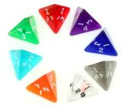 Tout Pour le Jeu Dé 4 faces pyramide 1 à 4 translucide à l'unité (couleur mise au hasard)
