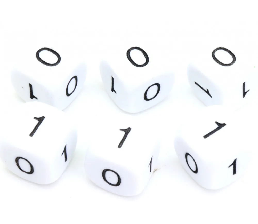 Tout Pour le Jeu Dé à jouer 0 1 0 1 0 1 blanc de 16mm de côté