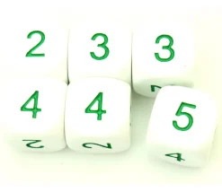 Tout Pour le Jeu Dé à jouer 2 3 3 4 4 5 moyenne de 16 mm BLANC