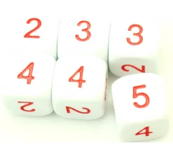 Tout Pour le Jeu Dé à jouer 2 3 3 4 4 5 moyenne de 16 mm BLANC