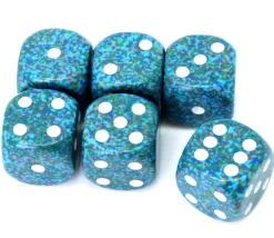 Tout Pour le Jeu Dé à jouer 16 mm effet granit Speckled Sea bleu points blancs