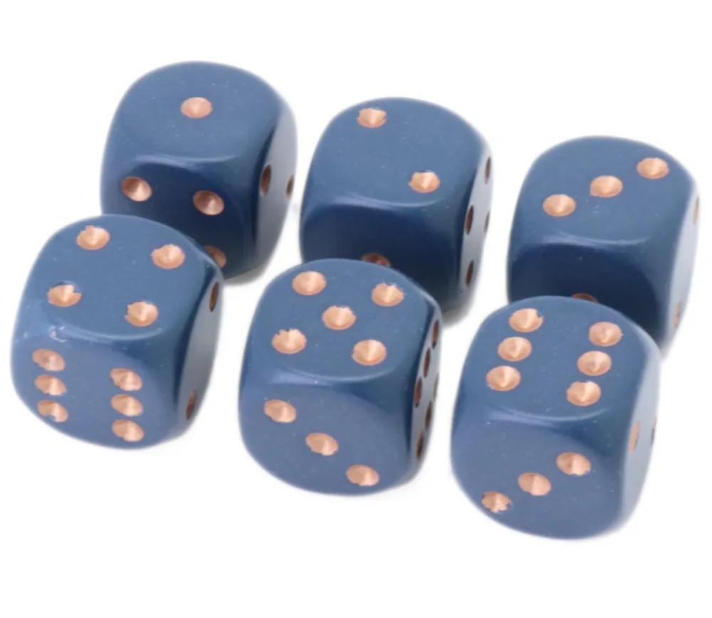 Tout Pour le Jeu Dé à jouer 16 mm opaque bleu nuit points cuivrés D6 Chessex