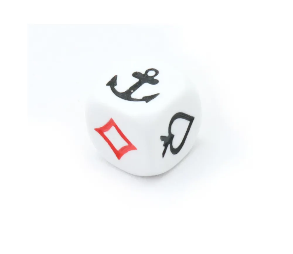 Tout Pour le Jeu Dé à jouer Belote ancre couronne 16 mm avec atout coeur, pique, carreau et trèfle